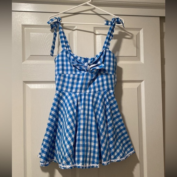 Blue gingham vintage 1950’s pinup playsuit - Picture 2 of 3